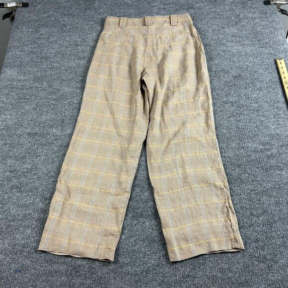 ALC Pants Womens 10 Fynn Plaid Straight Leg Trousers Tan Work Business Academia - Picture 7 of 16